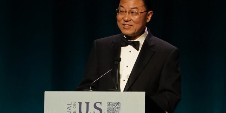 Chinese Ambassador to the United States Xie Feng speaks at the annual gala dinner of the National Committee on U.S.-China Relations, October 14, 2025. /Embassy of the People's Republic of China in the USA