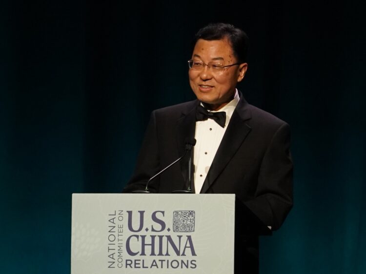 Chinese Ambassador to the United States Xie Feng speaks at the annual gala dinner of the National Committee on U.S.-China Relations, October 14, 2025. /Embassy of the People's Republic of China in the USA