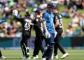 Harry Brook walks back after his dismissal in the second ODI • Getty Images