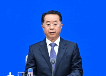 Lu Zhiyuan, China's minister of civil affairs, speaks during a press conference held by the State Council Information Office (SCIO) on achievements in civil affairs during the 14th Five-Year Plan period (2021-2025) in Beijing, China, October 10, 2025. /Xinhua
