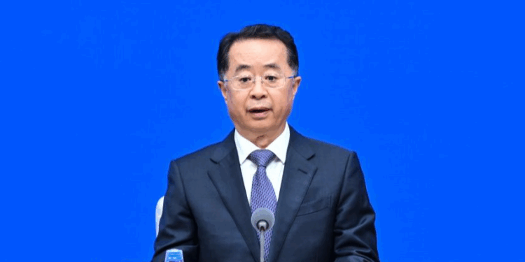 Lu Zhiyuan, China's minister of civil affairs, speaks during a press conference held by the State Council Information Office (SCIO) on achievements in civil affairs during the 14th Five-Year Plan period (2021-2025) in Beijing, China, October 10, 2025. /Xinhua