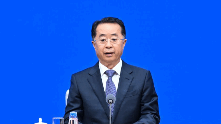 Lu Zhiyuan, China's minister of civil affairs, speaks during a press conference held by the State Council Information Office (SCIO) on achievements in civil affairs during the 14th Five-Year Plan period (2021-2025) in Beijing, China, October 10, 2025. /Xinhua
