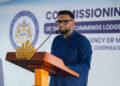 President Ali delivering the feature address at the commissioning of the Cummings Lodge water treatment plant on October 18, 2025 (DPI photo)