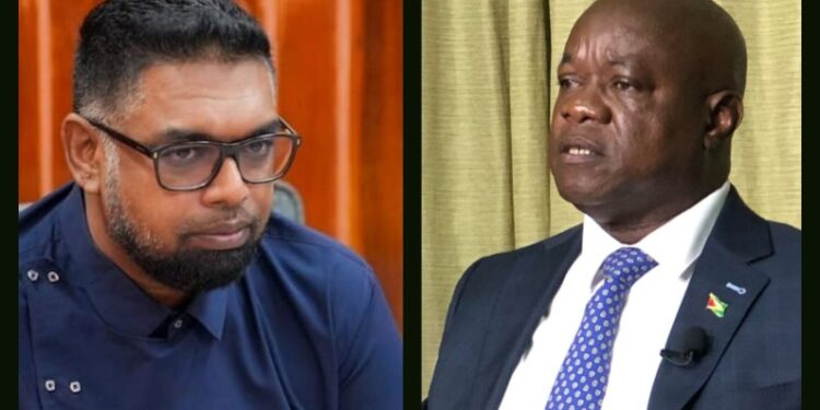 L-R PPP Presidential Candidate Irfaan Ali and APNU Presidential  Candidate Aubrey Norton (News Source Photo)