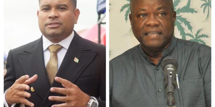 L-R WIN Leader and Leader of the Opposition, Azruddin Mohamed and PNCR leadeAubrey Norton