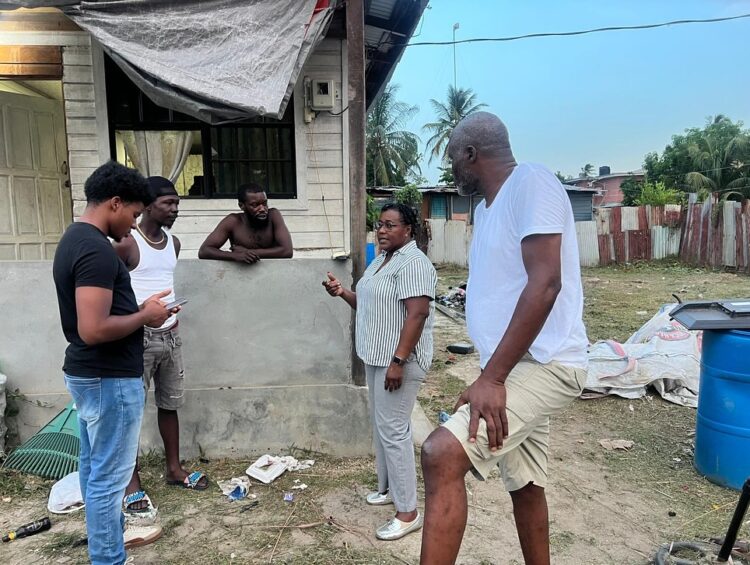 ALP walkabout in the East La Penitence community. Centre, Simona Broomes ALP leader