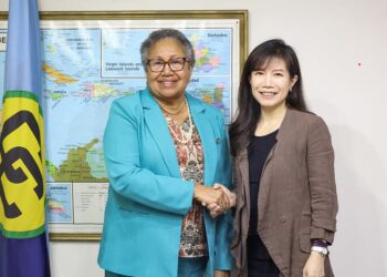 At right, CARICOM Secretary-General, Dr Carla Barnett; at left, Ambassador of China to Guyana, Her Excellency Yang Yang