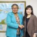 At right, CARICOM Secretary-General, Dr Carla Barnett; at left, Ambassador of China to Guyana, Her Excellency Yang Yang
