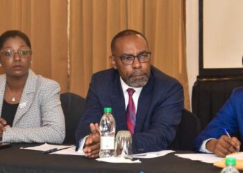 L-R are CCJ Registrar Gabrielle Figaro-Jones, President Justice Winston Anderson, and Administrative Officer Marlon Prince (APNU Facebook photo)