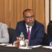 L-R  are CCJ Registrar Gabrielle Figaro-Jones, President Justice Winston Anderson, and Administrative Officer Marlon Prince (APNU Facebook photo)