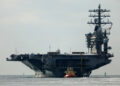 The U.S Navy USS Nimitz (CVN-68), the world's oldest nuclear-powered aircraft carrier sails out of San Diego Bay to the Pacific Ocean to perform readiness drills before returning its homeport of Naval Base Kitsap on November 18, 2024 in San Diego, California. The ship is scheduled to be decommissioned in fiscal 2026.
Kevin Carter/Getty Images