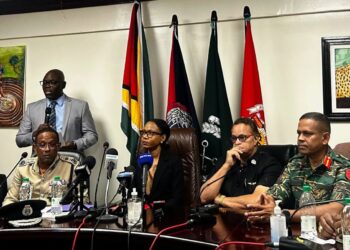 Minister of Home Affairs, Oneidge Walrond, during a media briefing on Tuesday evening