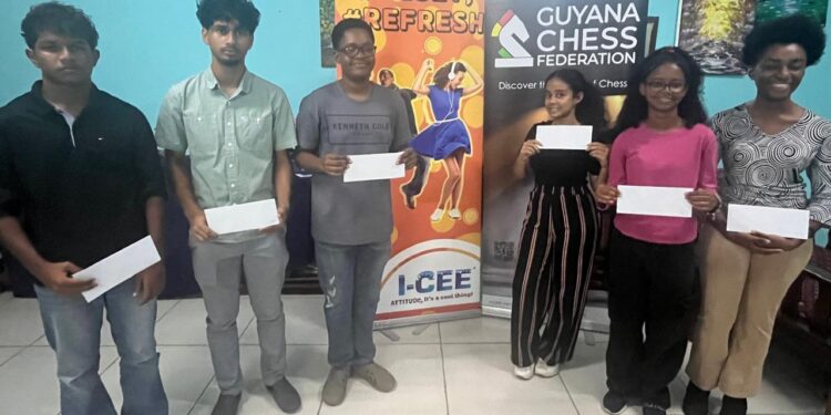 Left to Right Sachin Pitamber, Kyle Couchman,Keron Sandiford, Aditi Joshi, Katelya Sam, Treskole Archibald