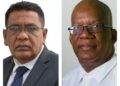 L -R Minister of Agriculture Zulfikar Mustapha and Former Minister of Finance Winston Jordan