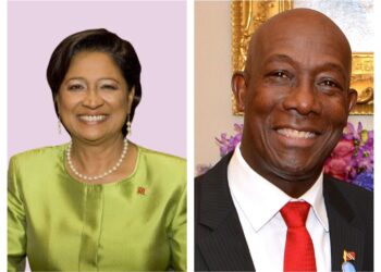 L-R Trinidad and Tobago Prime Minister Kamla Persad-Bissessar and former Prime Minister Dr. Kieth Rowley