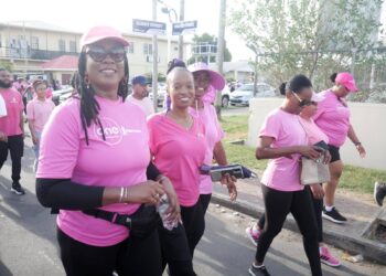 FGM Leader Amanza Walton-Desir (l) and others in October 2025 Cancer Walk (Photo FGM Facebook)