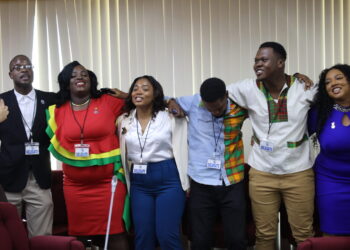 CARICOM Young Professionals during a light moment at the "Little Caribbean Market" (CARICOM photo)