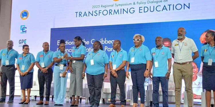 Newly elected executive committee: (from Left) President, Everton Hannam - Jamaica; 1st Vice President, Zena Ramatalli - T&T; 2nd Vice President, Walter Stewart - T&T, 3rd Vice President, Danavier Fisher - Bahamas; General Secretary, Keiran Glasgow - Trinidad and Tobago; Assistant General Secretary; Bety-Ann Skinner - Bahamas; Treasurer, Shone Gibbs - Barbados; Assistant Treasurer, Mitsie Harris-Dillon - Jamaica; Trustee, Alister Thomas - Antigua and Barbuda; Trustee, Stewart Jacobs - Jamaica; and Public Relations Officer, Nicole Brathwaite - Barbados.