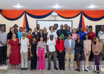 University of Guyana delegation, conference hosts, and attendees pose for a group photo at the inaugural Guianame Conference and Expo.