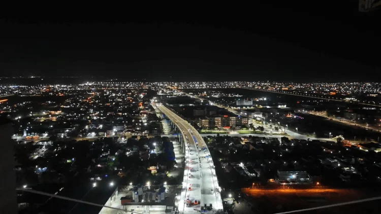 The New Demerara River Crossing at night