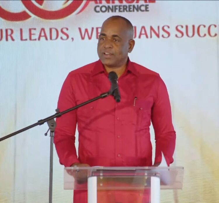 Dominica Prime Minister Roosevelt Skerrit addressing supporters at 86th annual Barbados Labour Party annual conference on Sunday.
BLP FB page