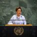 Kamla Persad-Bissessar, Prime Minister of the Republic of Trinidad and Tobago, addresses the general debate of the General Assembly’s 80th session on Sept. 26, 2025. UN Photo/Loey Felipe