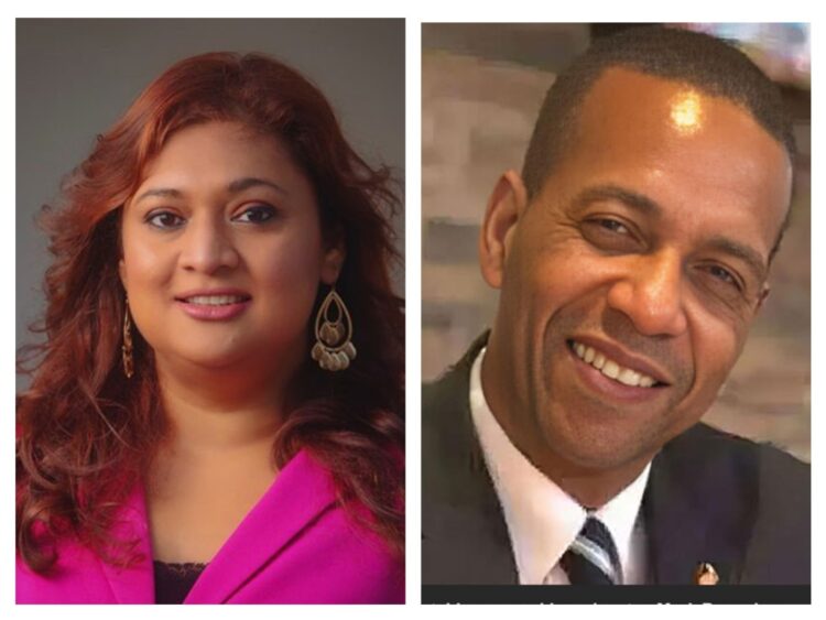 L-R Minister Priya Manickchand and socail actvist Mark Benschop