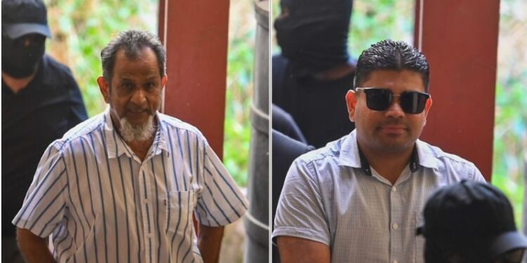 L-R Nasar "Shell" Mohamed and Azruddin Mohamed at the Georgetown Magistrates Court- October 31, 2025 (Guyana Chronicle Photo)