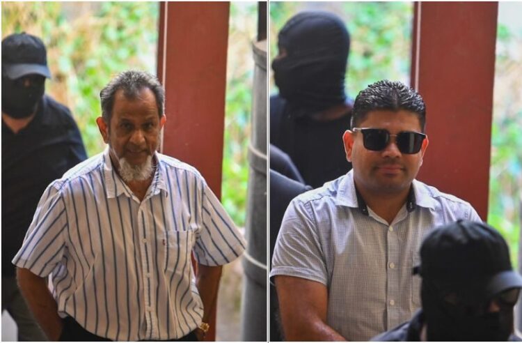 L-R Nasar "Shell" Mohamed and Azruddin Mohamed at the Georgetown Magistrates Court- October 31, 2025 (Guyana Chronicle Photo)