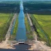 Hope canal, an irrigation canal in East Demerara Water Conservancy (for sugar cane and rice production) coastal area of Guyana, South America