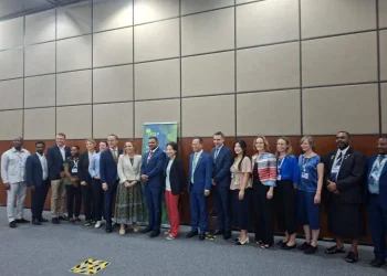 Minister of Natural Resources, Vickram Bharrat, in a photo-op with other COP 30 delegates