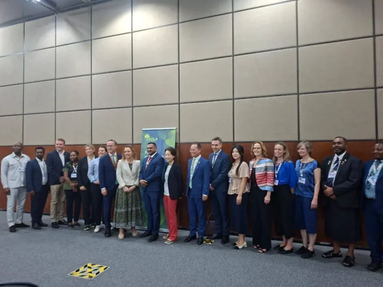 Minister of Natural Resources, Vickram Bharrat, in a photo-op with other COP 30 delegates