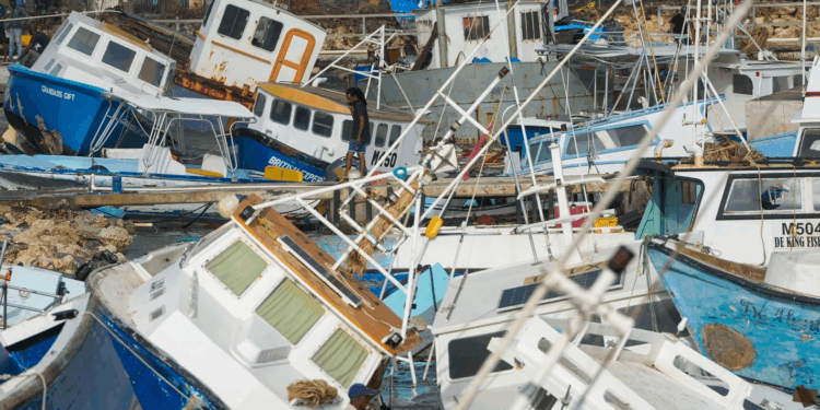 Damaged vessels from Hurricane Beryl, Barbados. Photo Credit - Ricardo Mazalan