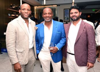 GRAND OPENING: General manager and project manager Marvin Holder and owners of 277, Brian Lara and Shane Sagar, pose at the grand opening of the restaurant at Millennium Golf Course, Trincity, on November 15.

—Photos: ISHMAEL SALANDY