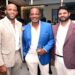 GRAND OPENING: General manager and project manager Marvin Holder and owners of 277, Brian Lara and Shane Sagar, pose at the grand opening of the restaurant at Millennium Golf Course, Trincity, on November 15.
—Photos: ISHMAEL SALANDY