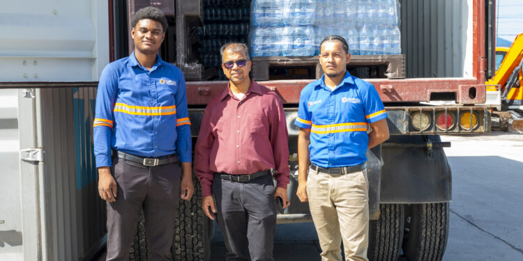 DDL Plant Manager Mr. Donald Murray and staff of DDL with the shipment for Jamaica