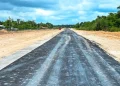 The new Kwakwani airstrip now under construction