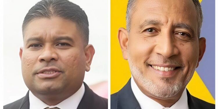 L-R WIN Leader Azruddin Mohamed, St Vincent and The Grenadines Prime Minister Dr. Godwin Friday