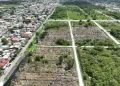 An aerial view of the ongoing works at the Le Repentir Cemetery (DPI photo)