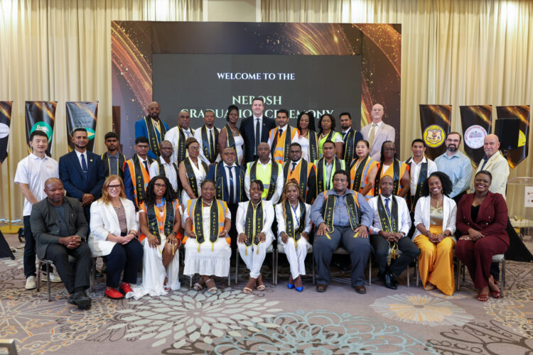 Representatives of the Ministry of Education, Greater Guyana Initiative, LearnCorp International, Council for TVET, and graduates