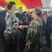 CARICOM Secretary-General, Dr Carla Barnett (R) greets the President of Suriname, H.E. Jennifer Geerlings Simons (L) at a reception the President hosted ahead of her country's Jubilee Anniversary of Independence on 24 November.