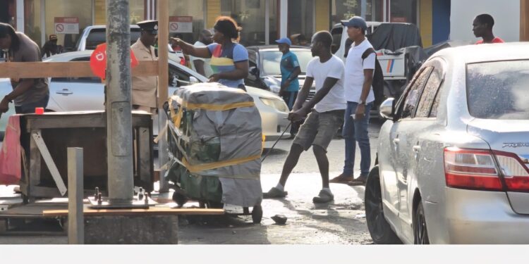 Stabroek Market  scene November 27, 2025 when vendors were blind sighted by Central Gov't decision to displace them