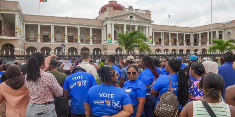 WIN supporters protest in front of Parliament Buildings on Monday November 24, 2025