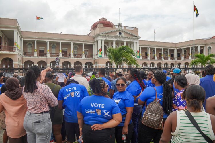 WIN supporters protest in front of Parliament Buildings on Monday November 24, 2025