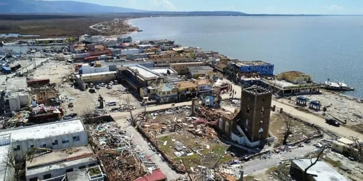 Damaged buildings following Hurricane Melissa, in Black River, St.
Elizabeth, Jamaica