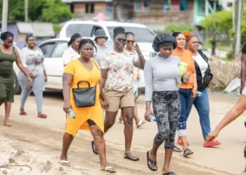 Vendors visiting the proposed location for the market tarmac (DPI photo)
