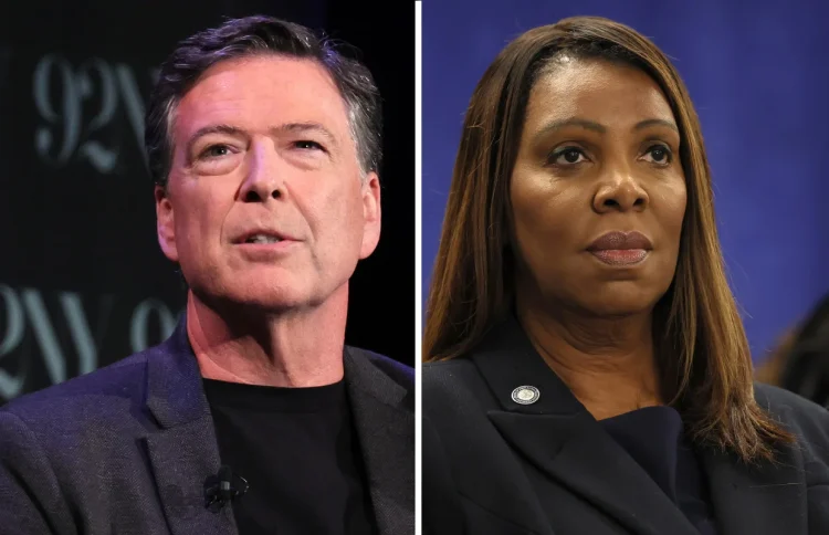 Former FBI Director James Comey and New York Attorney General Letitia James.
Getty Images