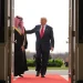 President Donald Trump welcomes Saudi Arabia’s Crown Prince Mohammed bin Salman to the White House, Tuesday, Nov. 18, 2025, in Washington. (AP Photo/Evan Vucci)