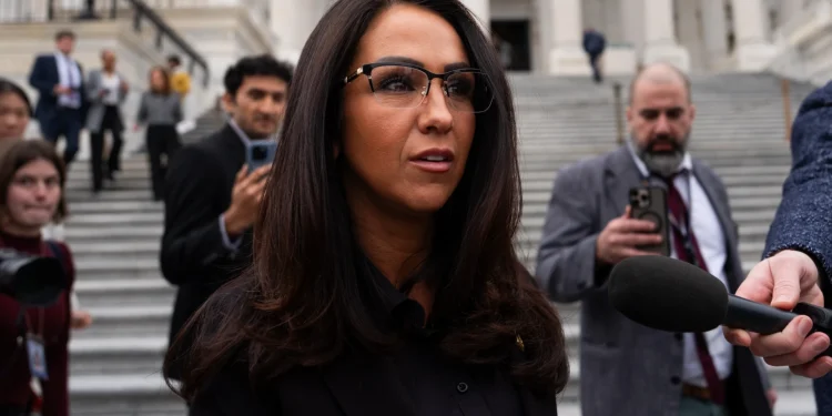 Rep. Lauren Boebert, R-Colo., leaves the U.S. Capitol after voting in favor of the Epstein Files Transparency Act, Tuesday, Nov. 18, 2025, in Washington. (AP Photo/Julia Demaree Nikhinson)