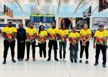 L-R: Enwin Enmore,Thuraia Thomas, Delroy Tyrell,Vanessa Wickham,Shemar Britton ,Elishaba Johnson.Jasmine Billingy, Chelsea Edghill, Linden Johnson, Nigel Bryan and Joel Alleyne are already in Riyadh along with Mr Garfield Wiltshire Chef de Mission (Guyana Olympic Association)